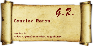 Gaszler Rados névjegykártya